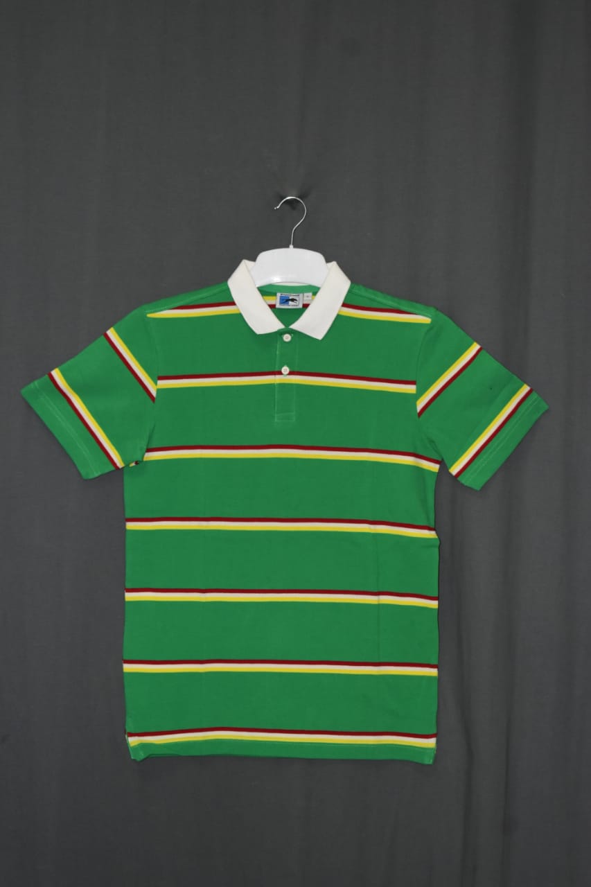 Green Stripe Collar T-Shirt