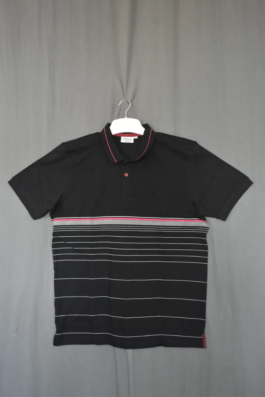 Grey Stripe Round Neck T-Shirt