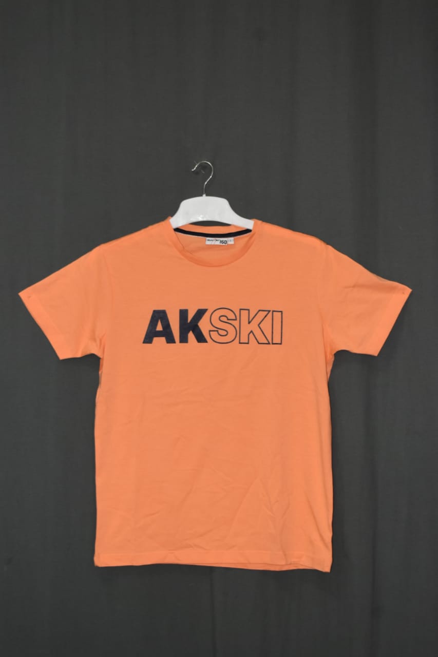 Orange Cream Printed Round Neck T-Shirt