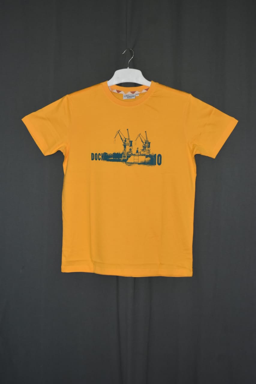 Orange Printed Round Neck T-Shirt