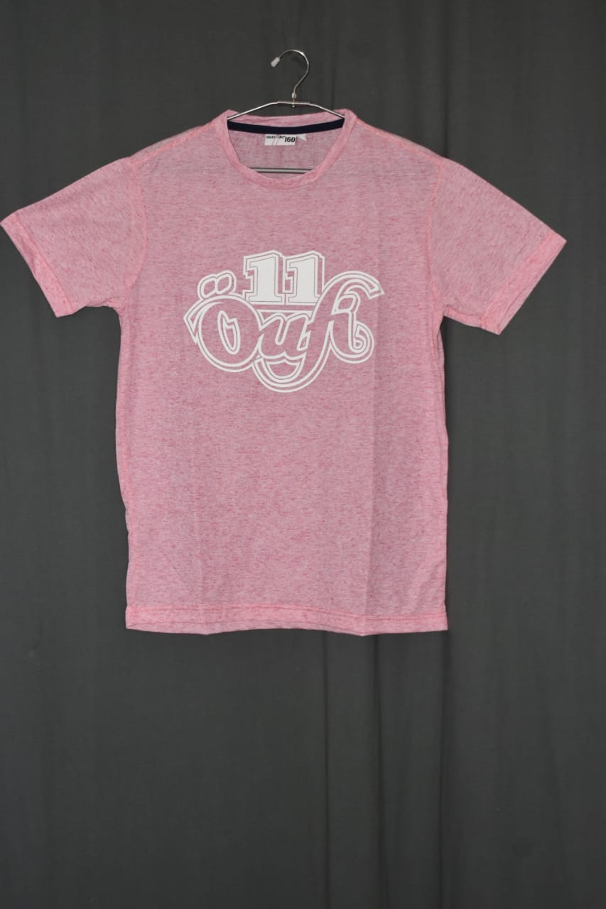 Pink Pattern Printed Round Neck T-Shirt