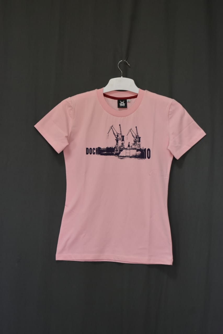 Women's Pink Printed Round Neck T-Shirt