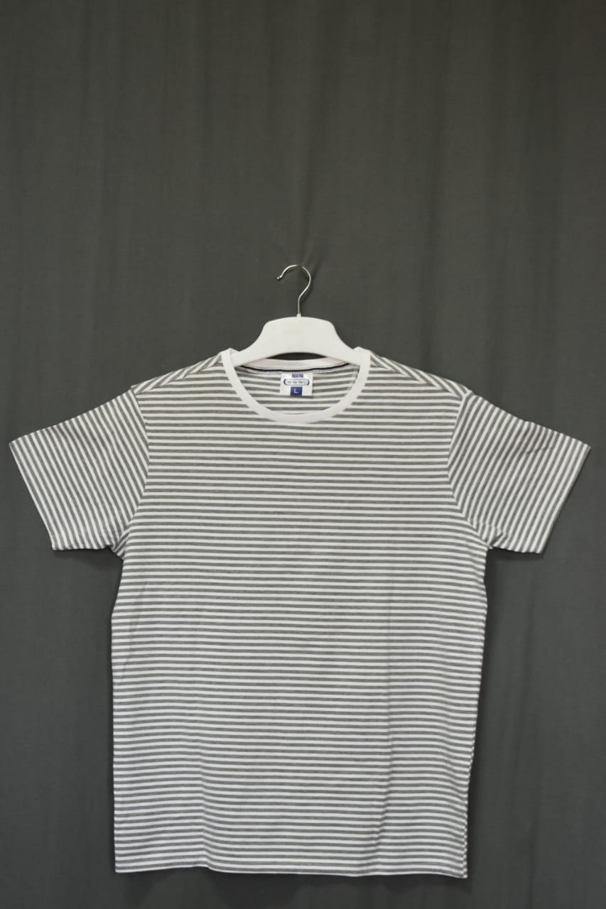 White Stripe Round Neck T-Shirt