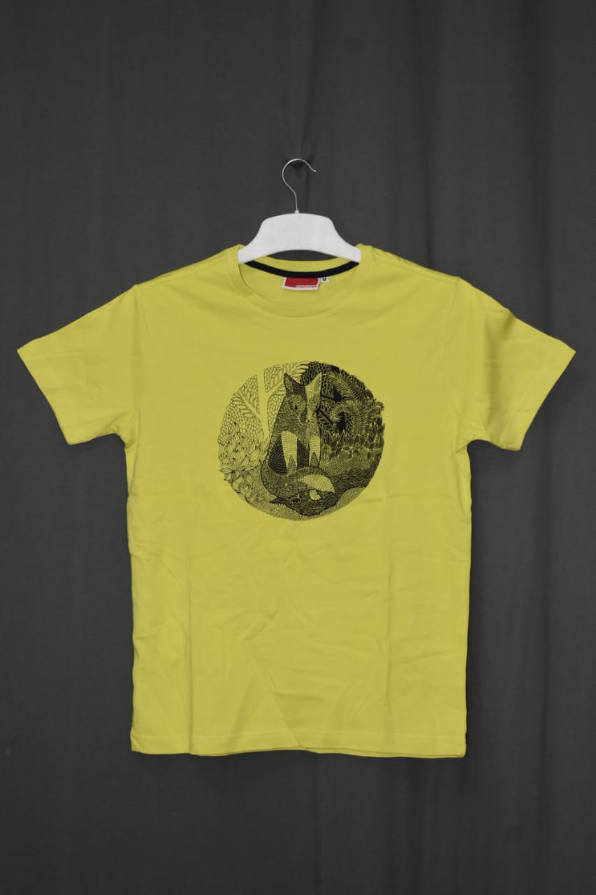 Yellow Printed Round Neck T-Shirt